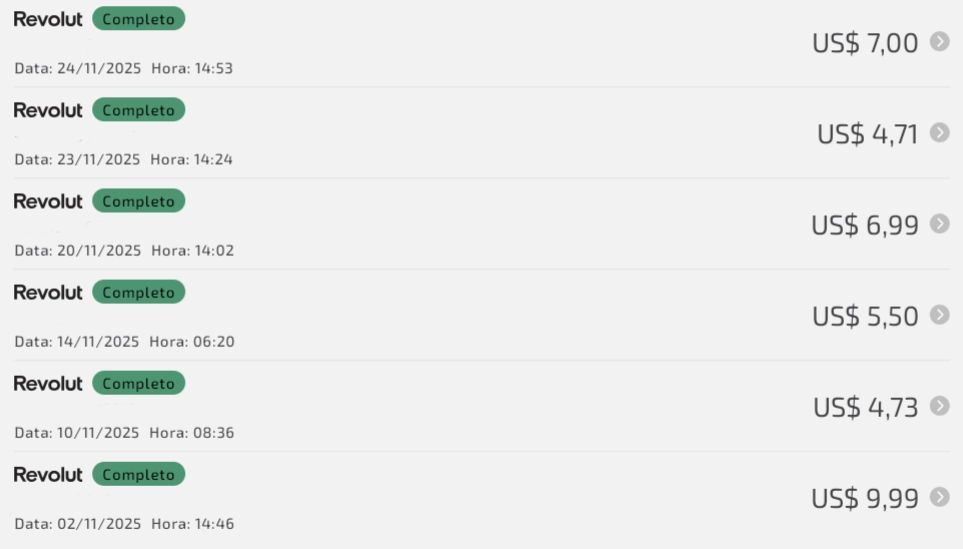 Comprovante de pagamento AttaPoll Revolut